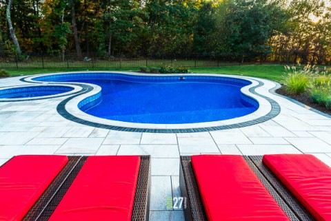 lounge chairs by the pool