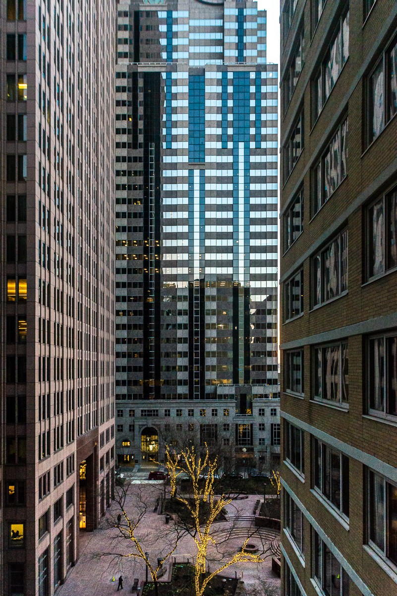 courtyard view out hotel room window