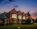 Acton Memorial Library at twilight