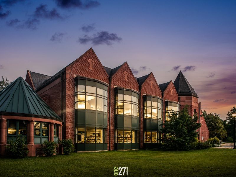 Acton Memorial Library at twilight Acton Memorial Library at twilight