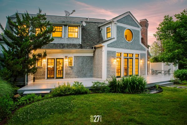 Residential home at sunset