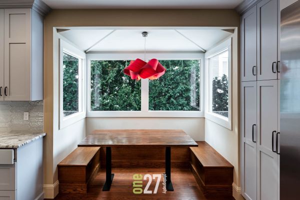 Breakfast nook in custom kitchen remodel