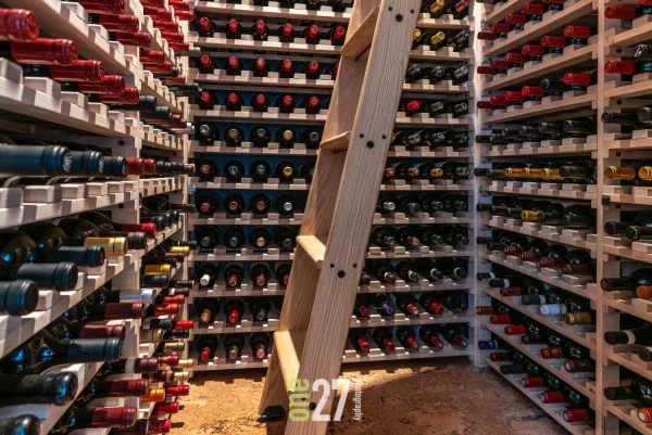 custom high ceiling wine closet