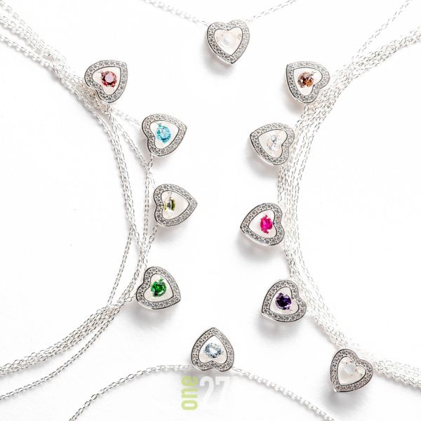 birthstone necklace marketing photo